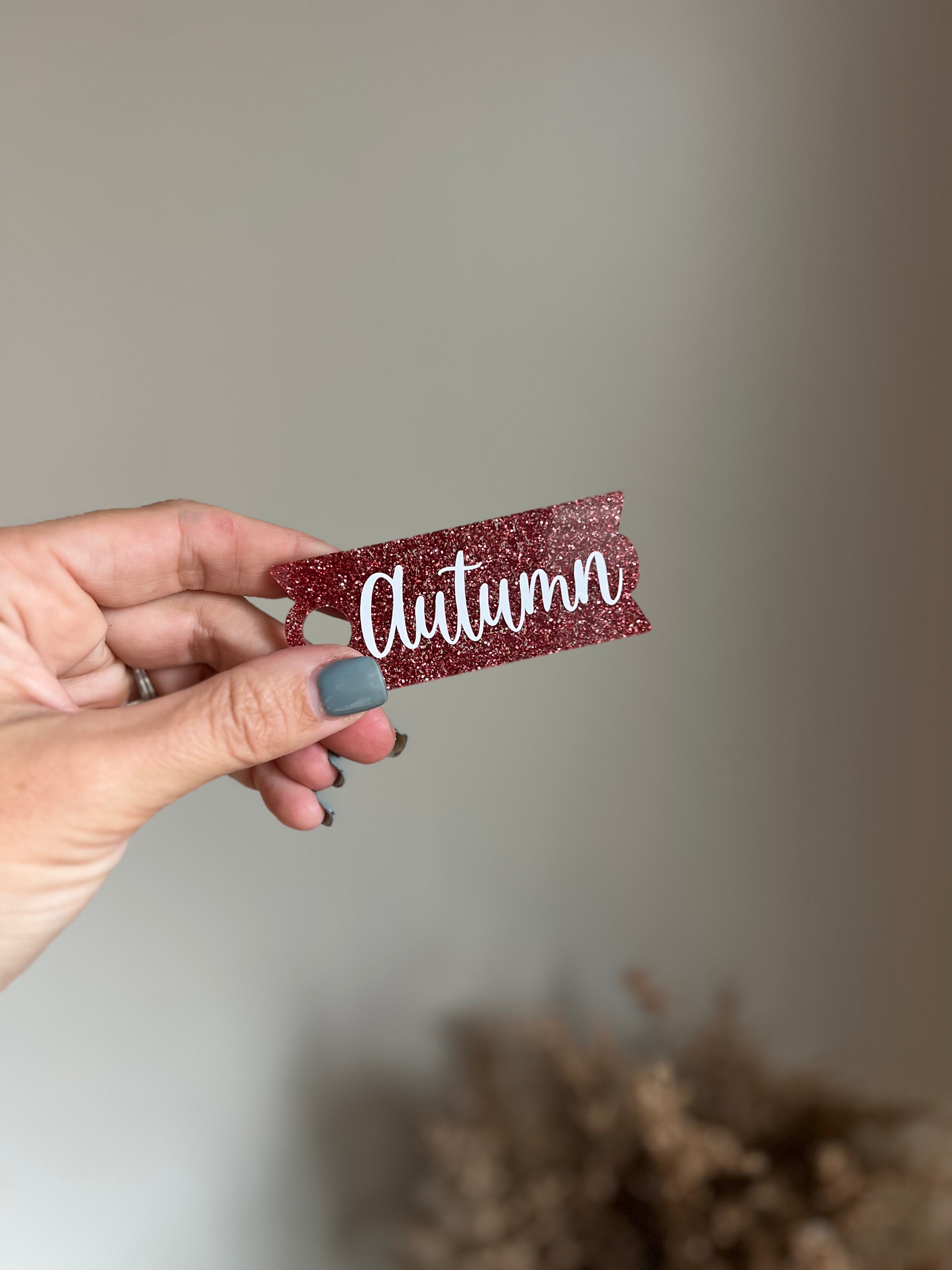 Dark Rose Glitter Name Plates for Stanley Cups Choose 30oz or 40oz.