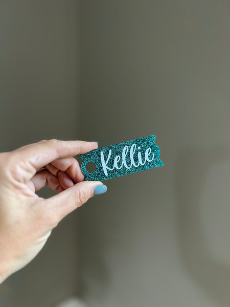 Turquoise Glitter Name Plates for Stanley Cups Choose 30oz or 40oz.