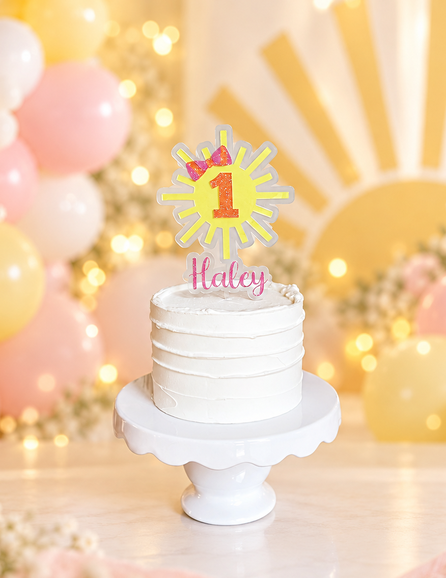 Personalized Sunshine 2-Layer Acrylic Birthday Cake Topper