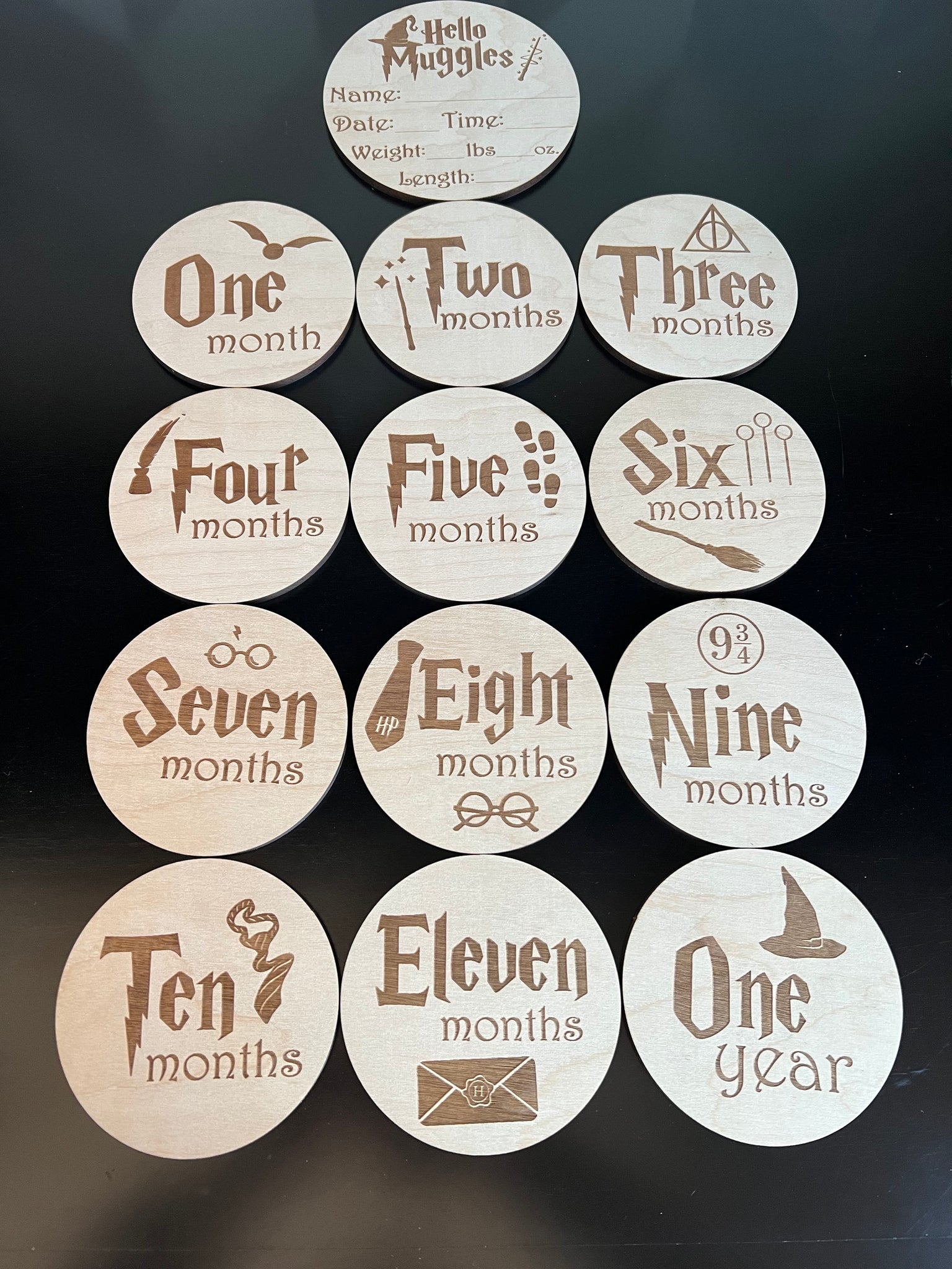 Harry Potter Inspired Baby Milestone Wood Rounds
