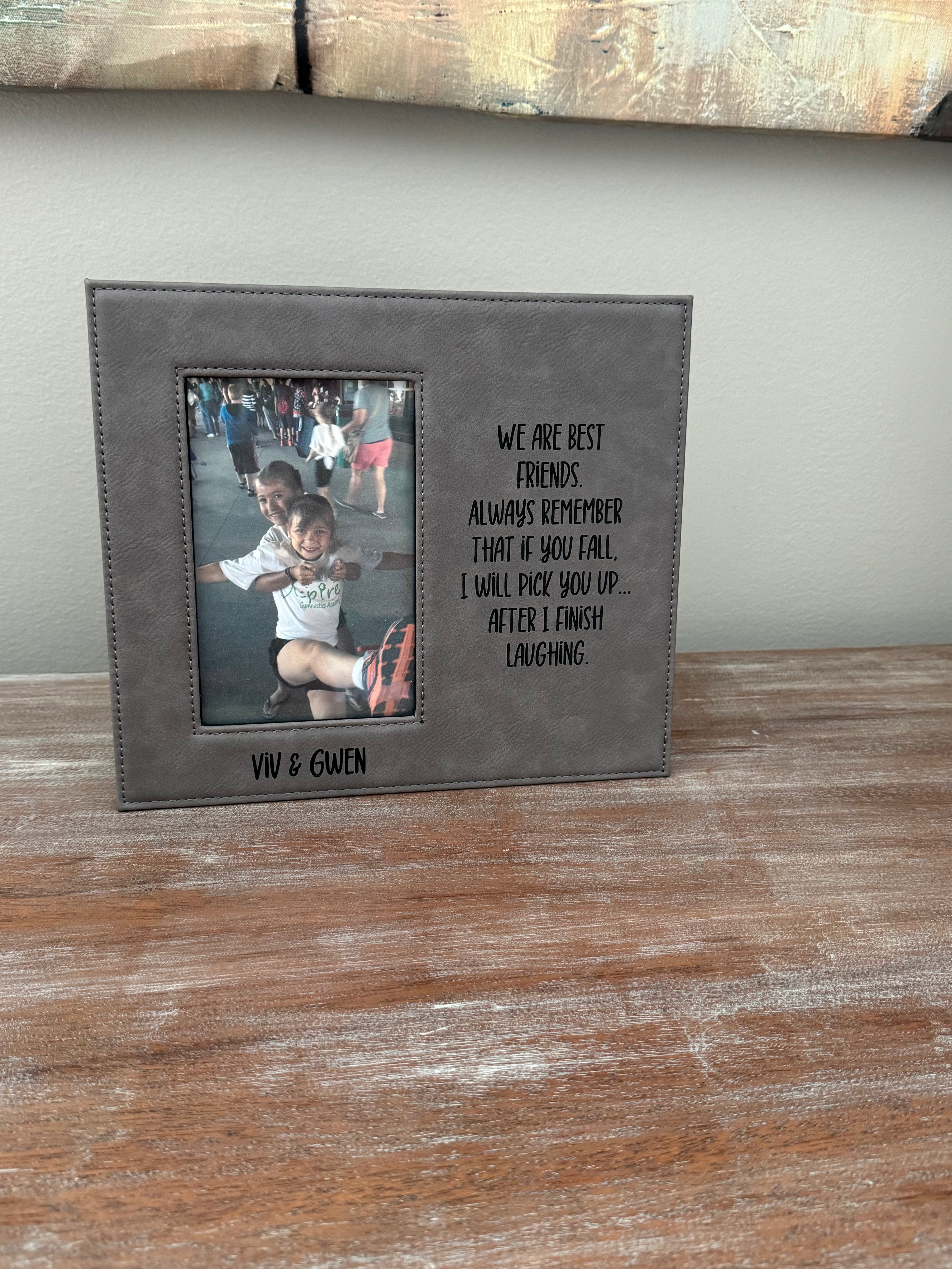 Personalized Best Friends Funny Leather Photo Frame