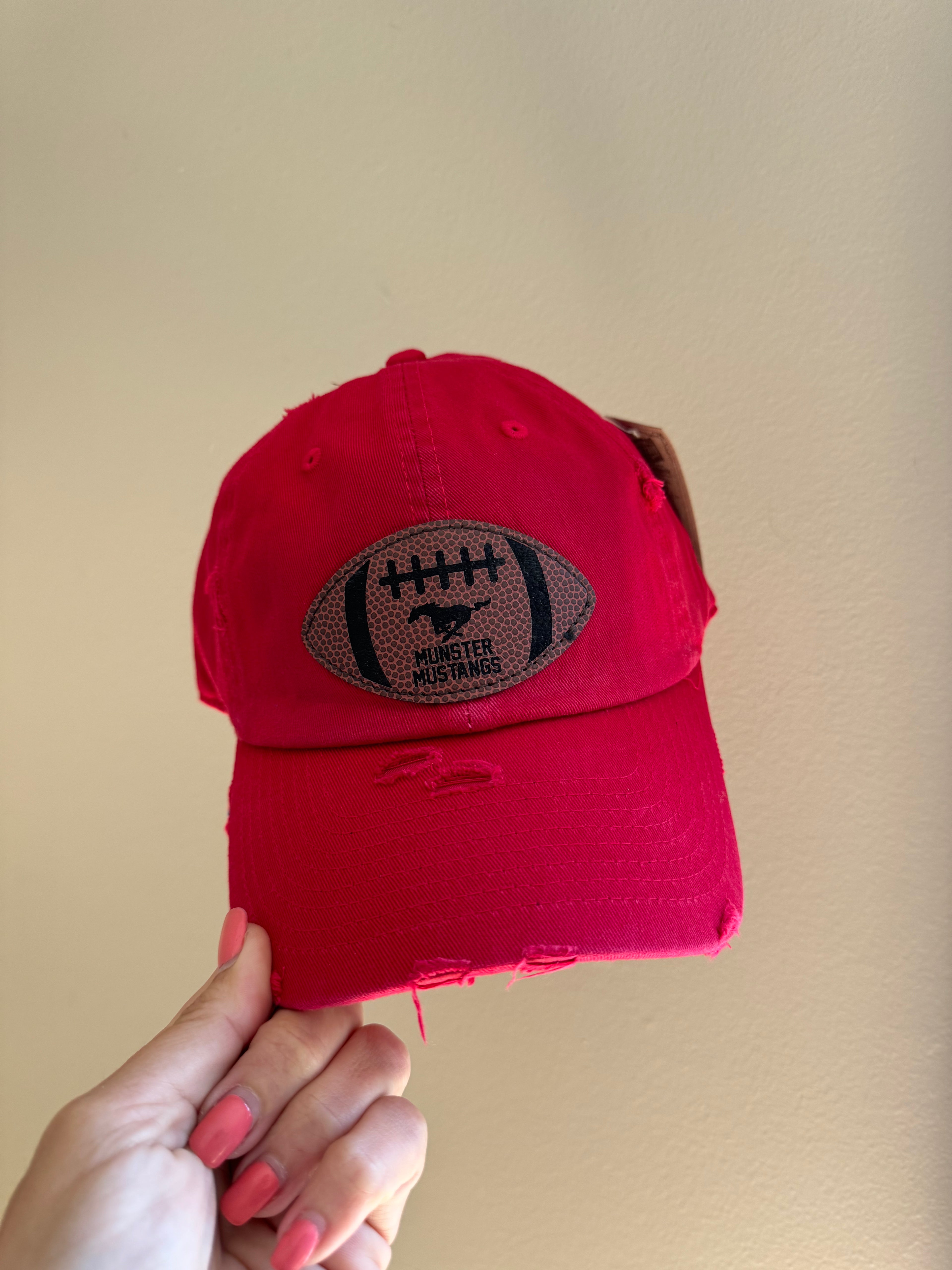Custom Football Mom Leatherette Patch Hat