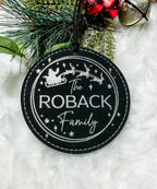 Personalized Family Name leatherette engraved ornaments