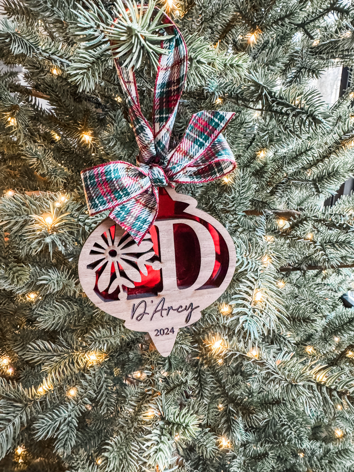 Snowflake Monogram Letter Statement Personalized Ornament