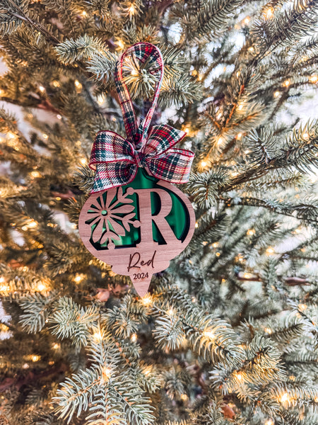 Snowflake Monogram Letter Statement Personalized Ornament