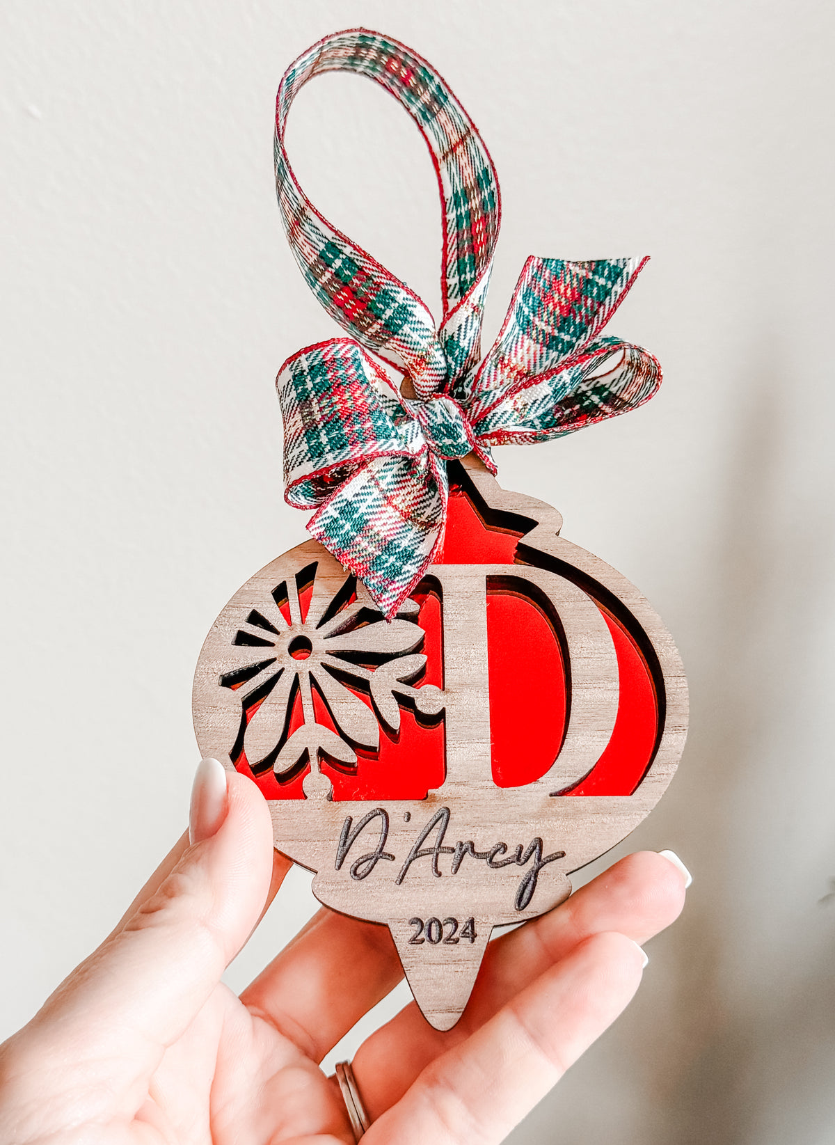 Snowflake Monogram Letter Statement Personalized Ornament