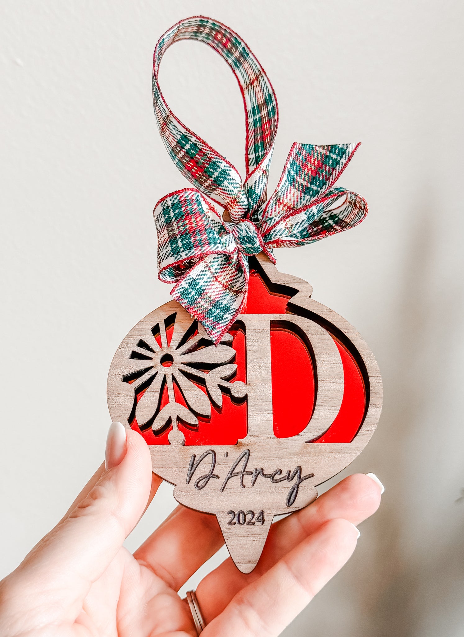 Snowflake Monogram Letter Statement Personalized Ornament