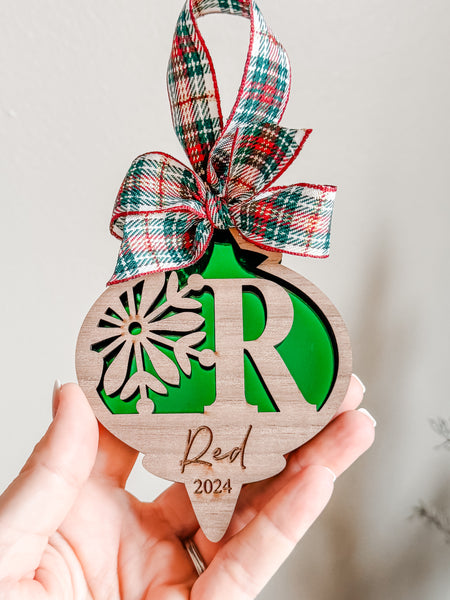 Snowflake Monogram Letter Statement Personalized Ornament