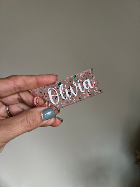 Pretty Pink Princess Chunky Glitter Name Plates for Stanley Cups Choose 30oz or 40oz.