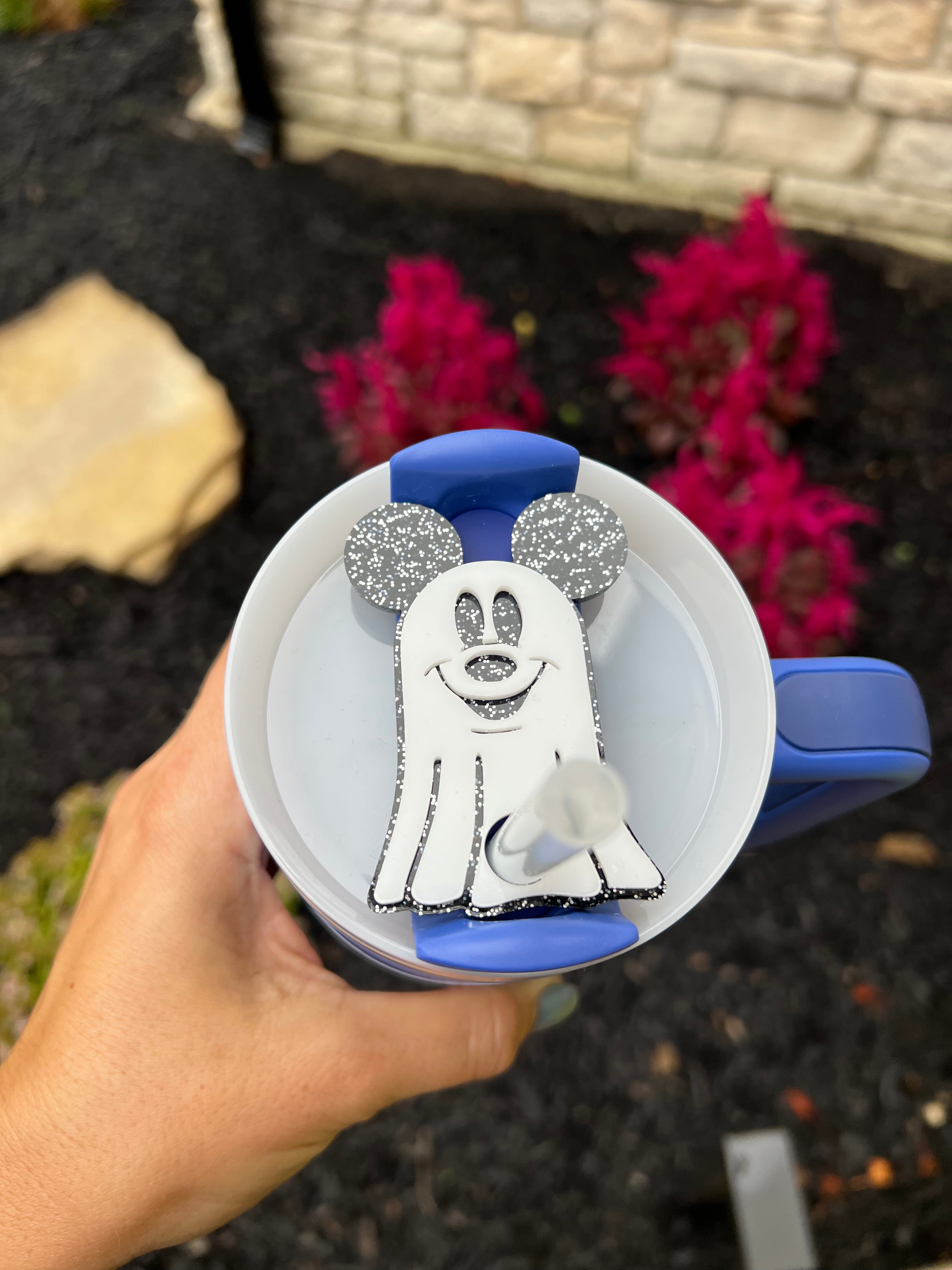 Not so scary Mickey Ghost Halloween Name Plates for Stanley Cups Choose 30oz or 40oz.
