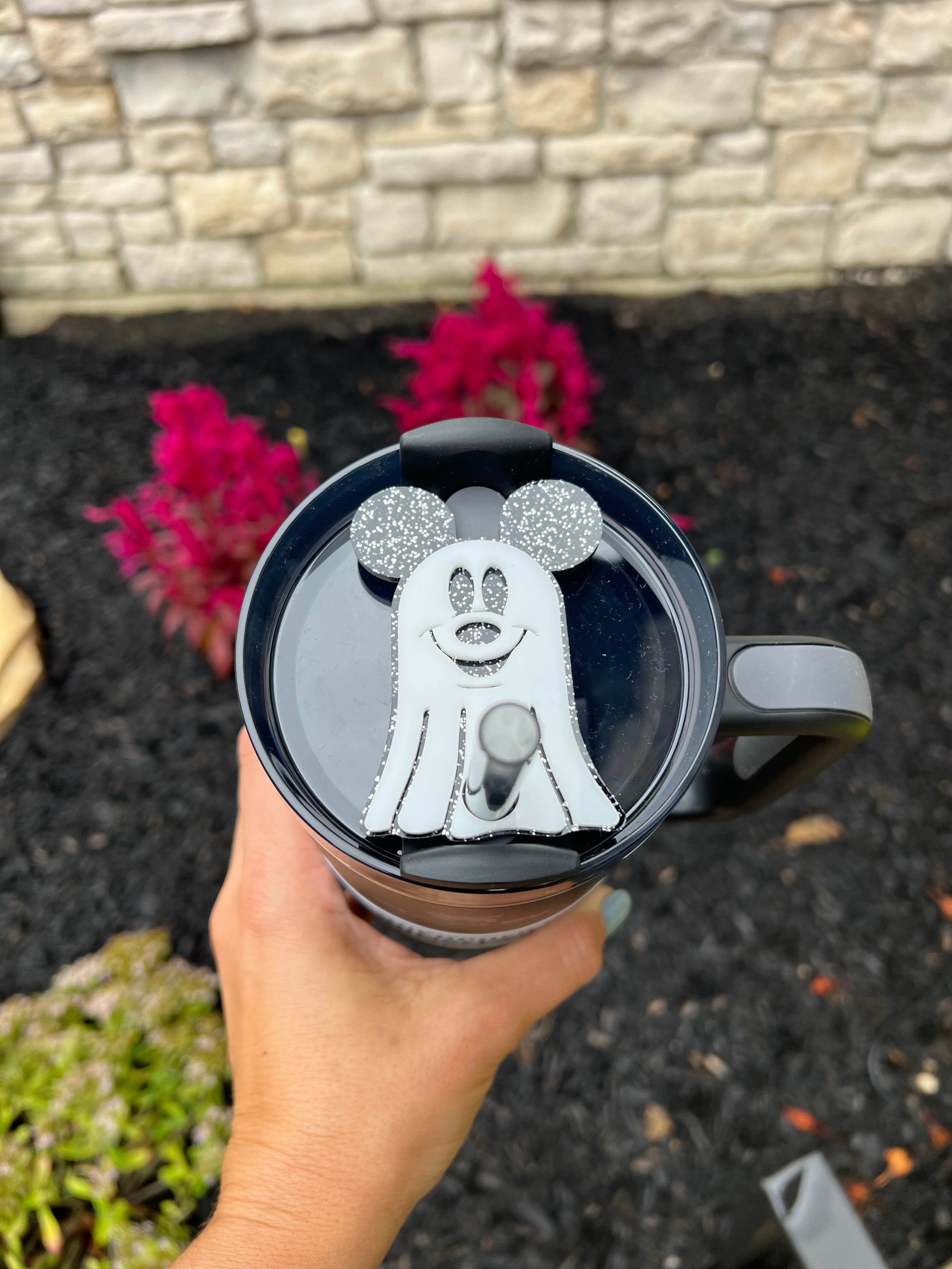 Not so scary Mickey Ghost Halloween Name Plates for Stanley Cups Choose 30oz or 40oz.
