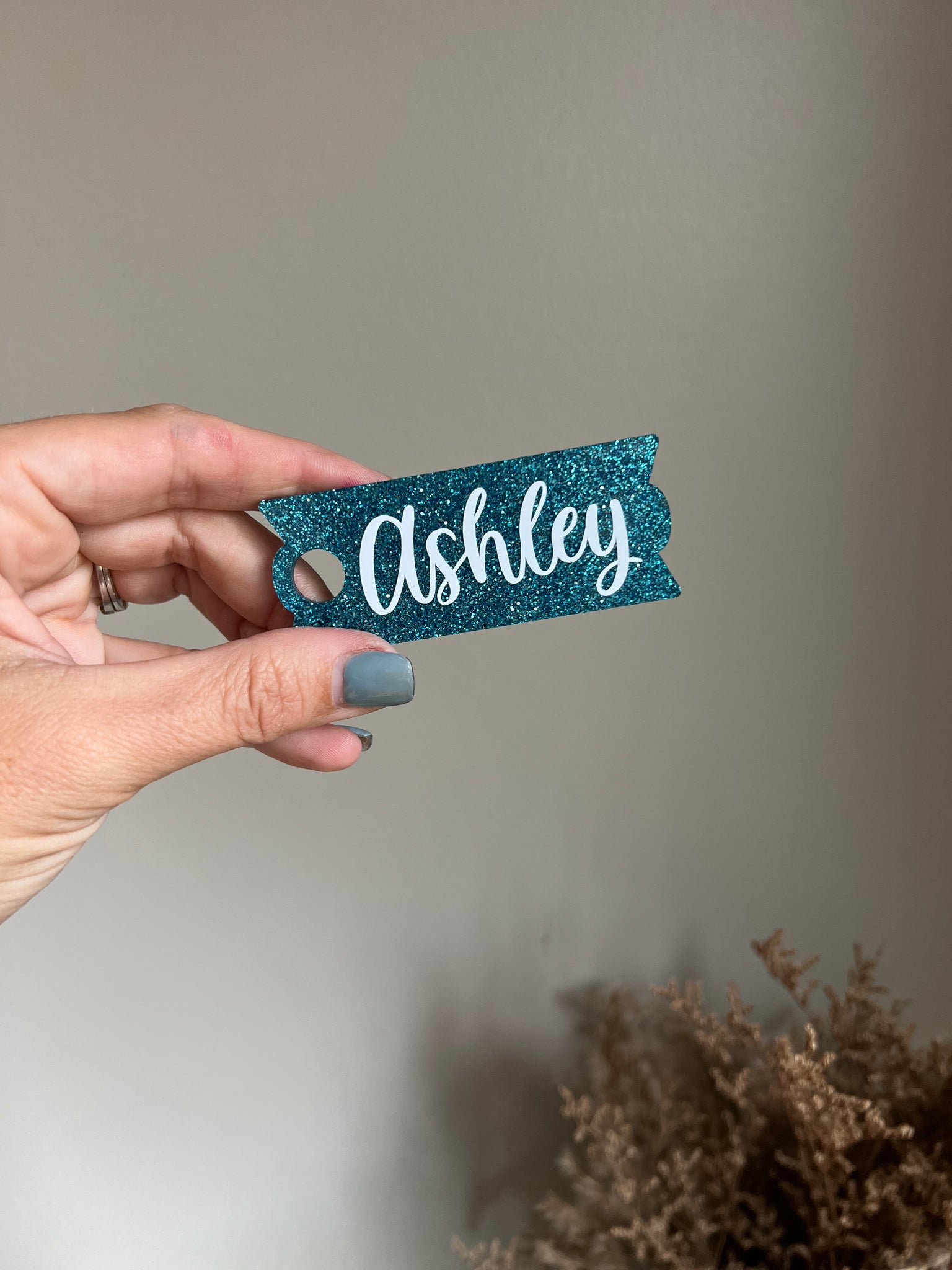 Turquoise Glitter Name Plates for Stanley Cups Choose 30oz or 40oz.