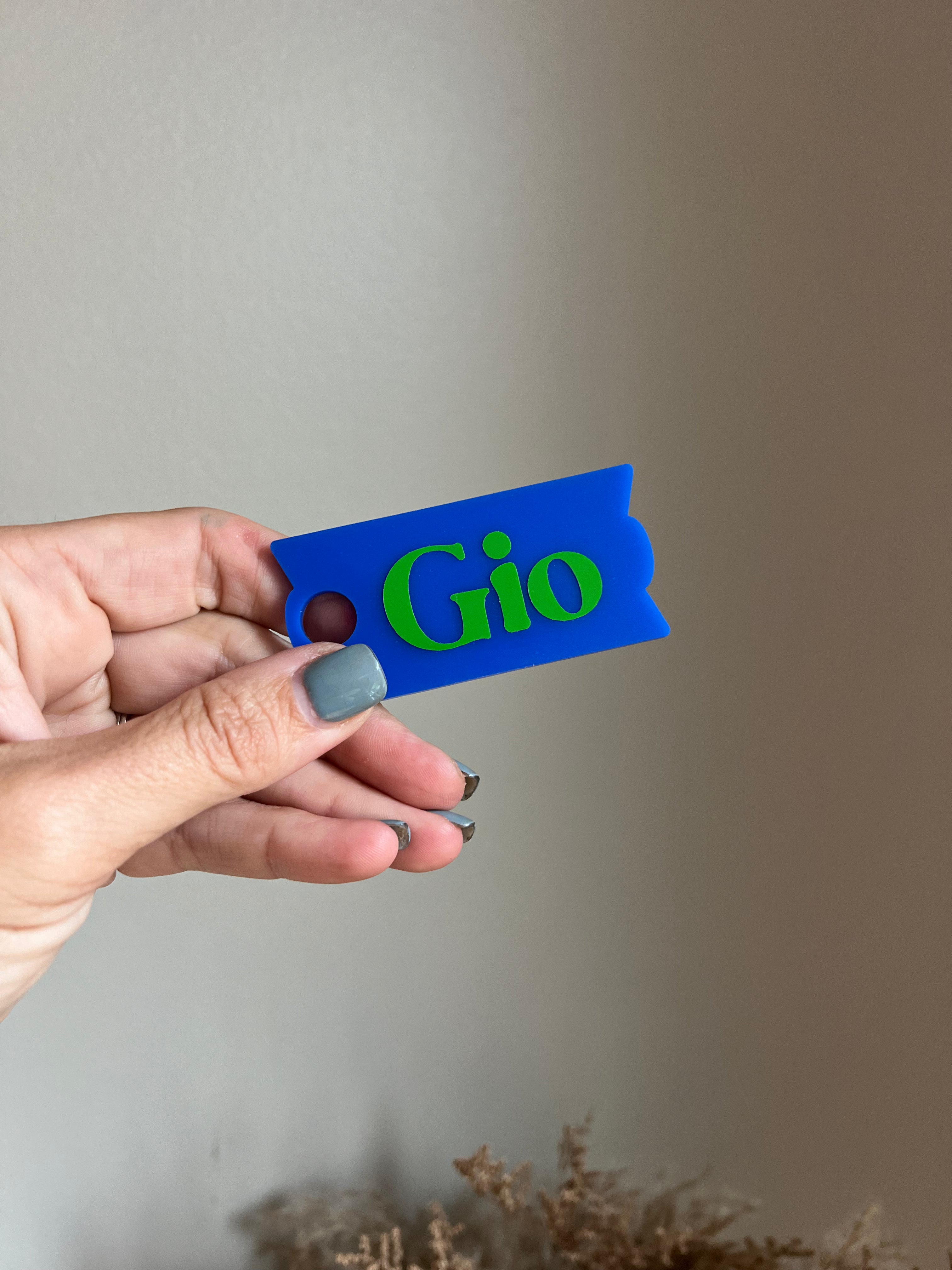 Matte Blue with lime green Name Plates for Stanley Cups Choose 30oz or 40oz.