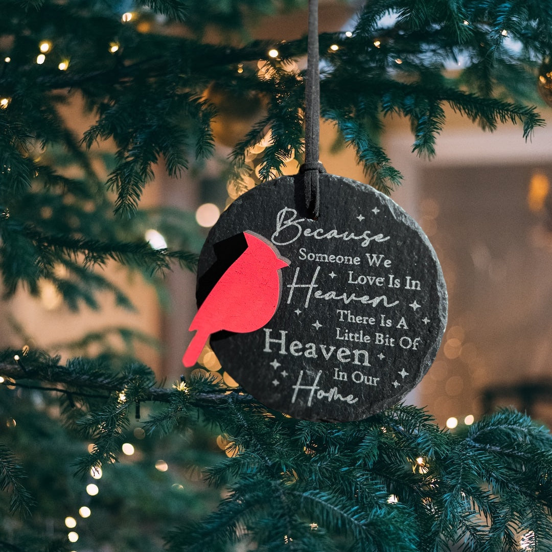 Because someone we love is in heaven memorial slate ornament