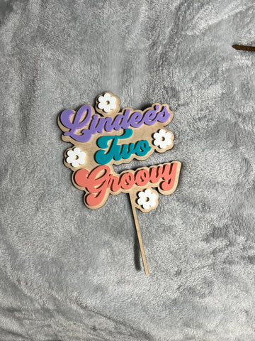 Two Groovy Double Layer Cake Topper