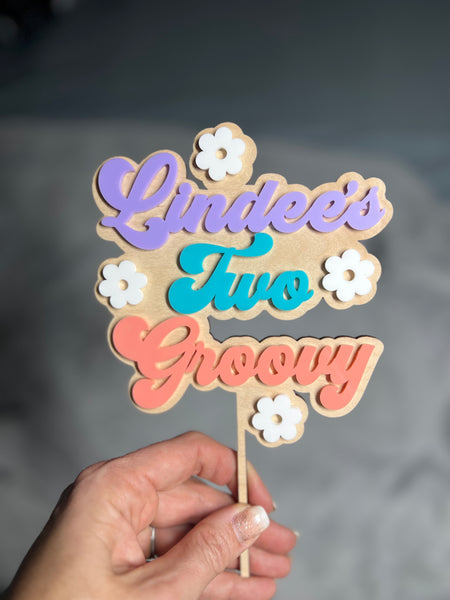 Two Groovy Double Layer Cake Topper