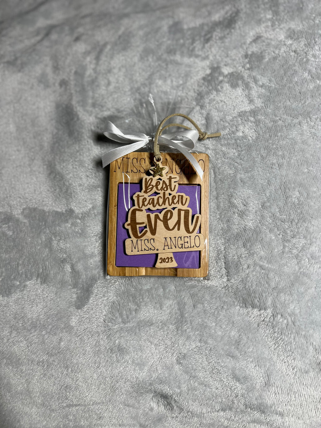 Best Teacher Ever Personalized Wood Ornament