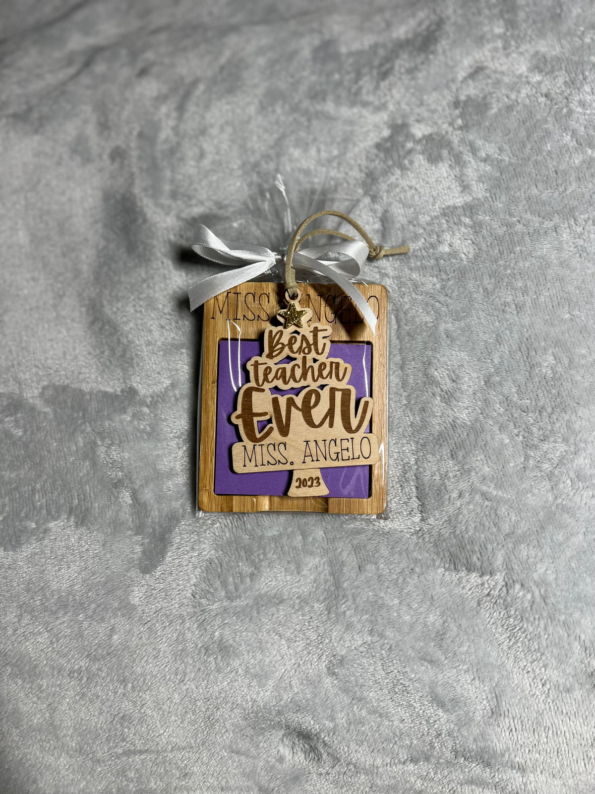 Best Teacher Ever Personalized Wood Ornament