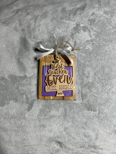 Best Teacher Ever Personalized Wood Ornament