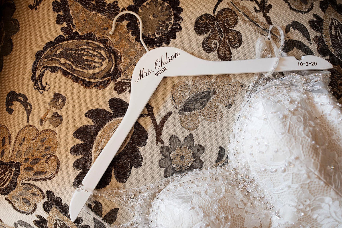 White Bridal Party Wood Hangers Custom Personalized