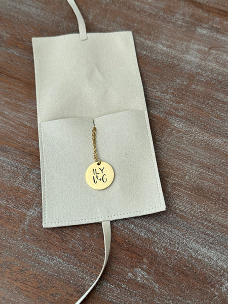 Personalized Initial Necklace with Engraved Pouch