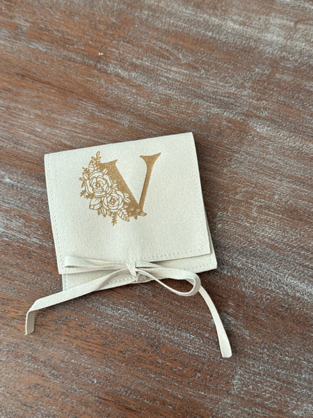 Personalized Initial Necklace with Engraved Pouch