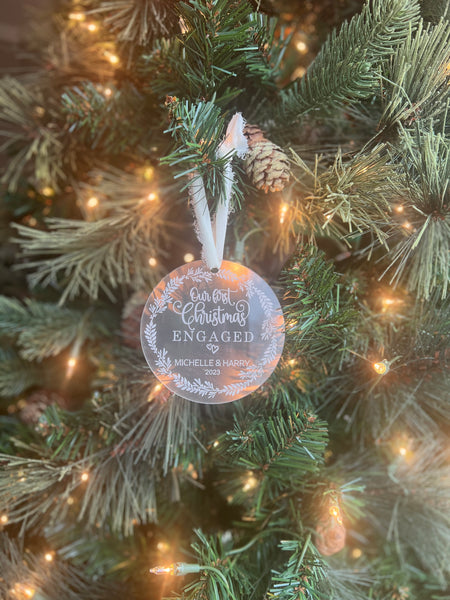 First Christmas Engaged Personalized Wedding ornament
