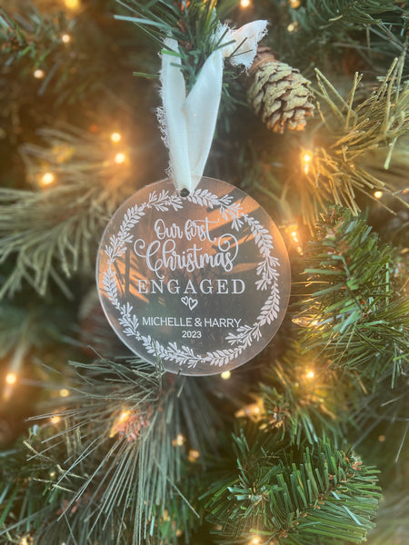 First Christmas Engaged Personalized Wedding ornament