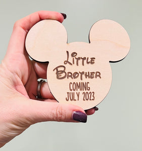 Mickey Mouse Big Brother or Big Sister Pregnancy Announcement Personalized Wood Sign