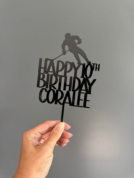 Personalized Acrylic Hockey Birthday Cake Topper
