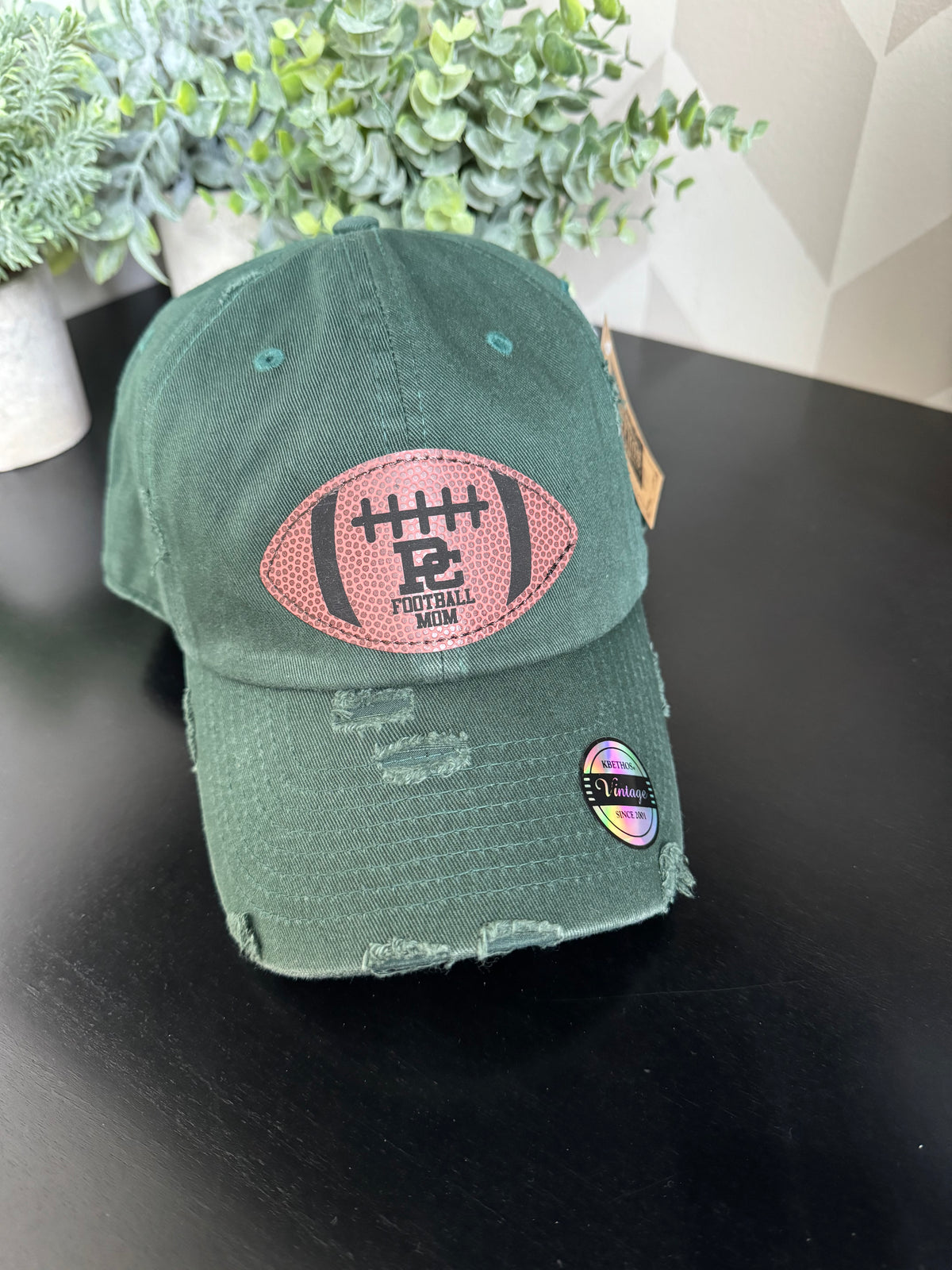 Custom Football Mom Leatherette Patch Hat