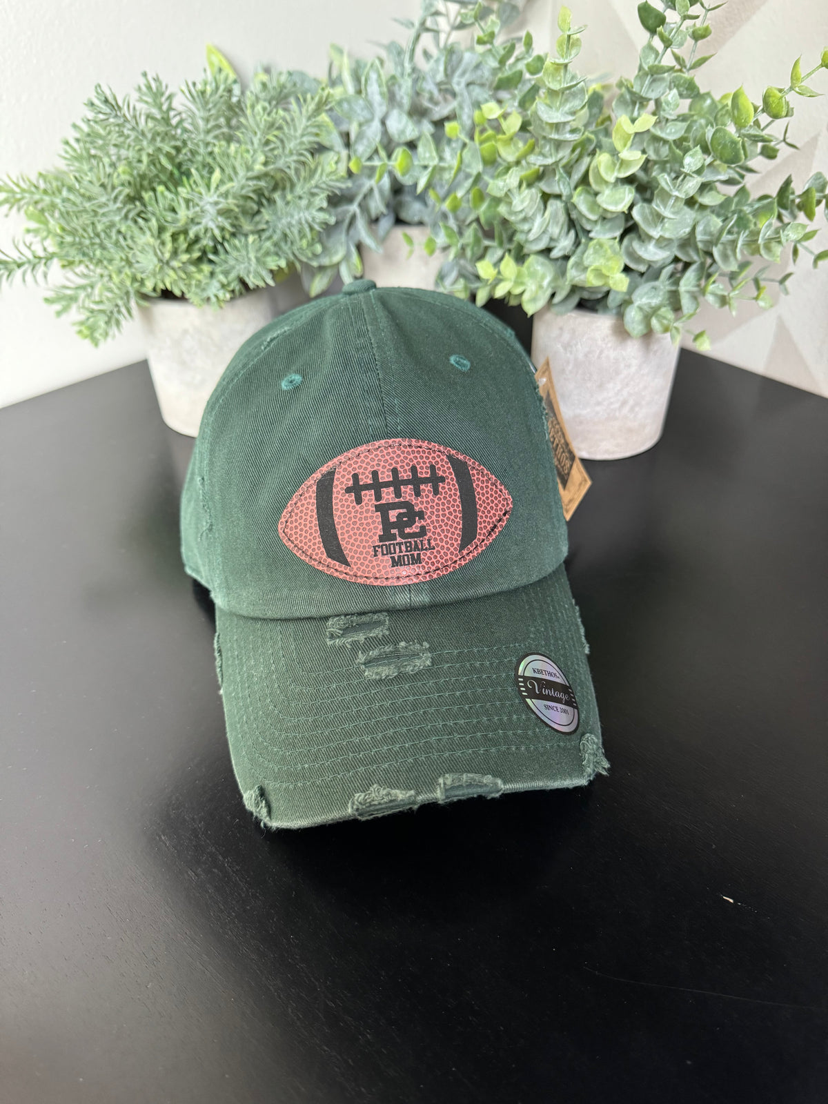 Custom Football Mom Leatherette Patch Hat