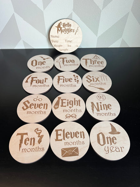 Harry Potter Inspired Baby Milestone Wood Rounds
