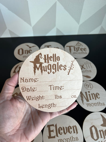Harry Potter Inspired Baby Milestone Wood Rounds