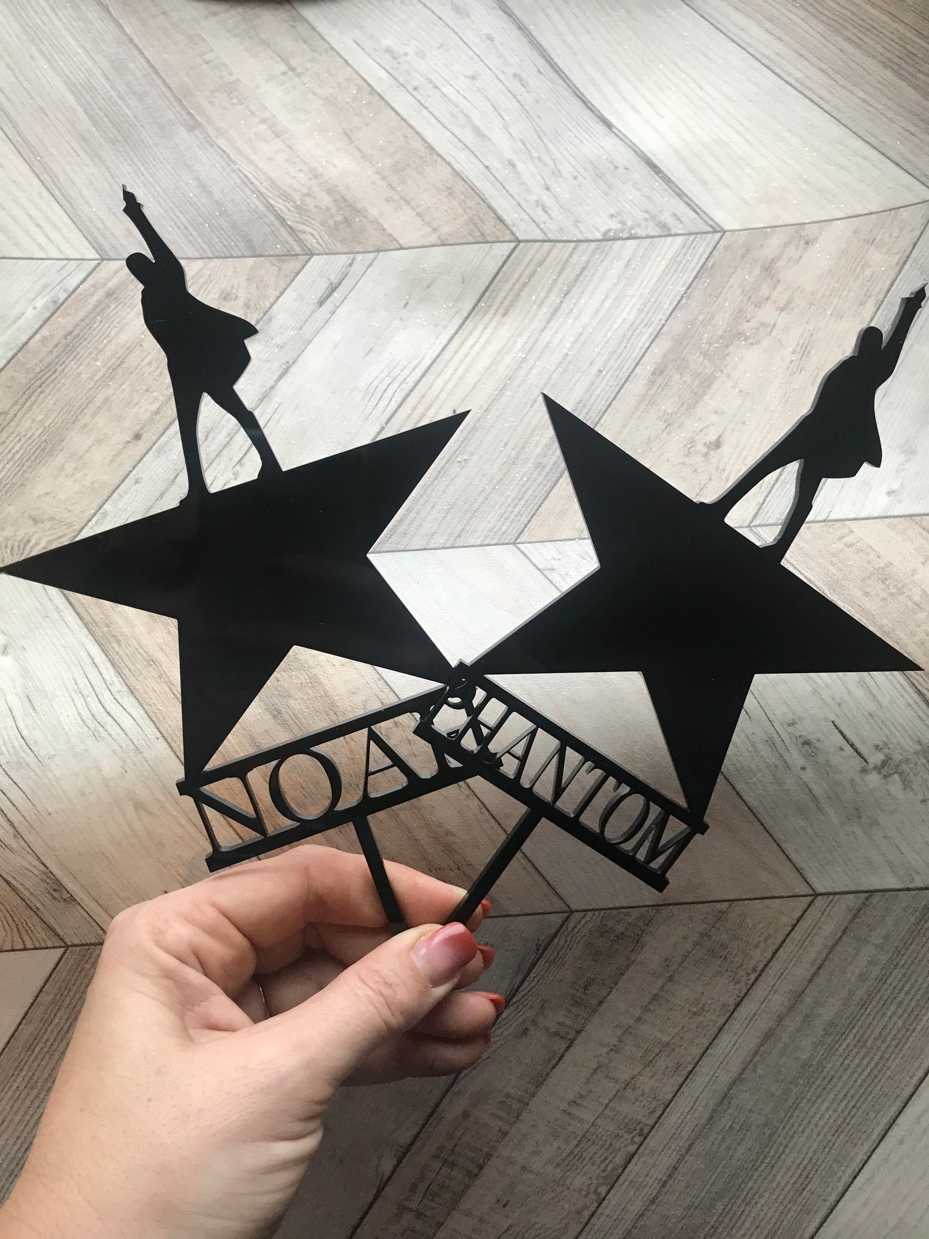 Hamilton Star Acrylic Personalized Cake Topper