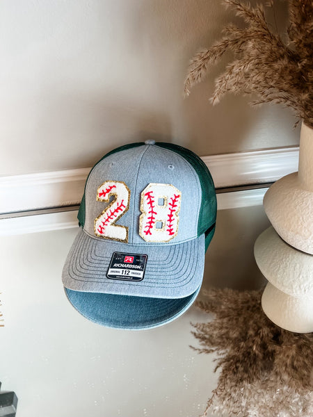 Baseball or softball Hat Custom Chenille Numbers