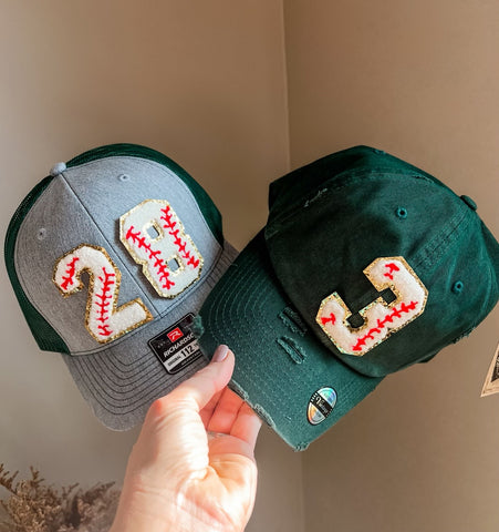 Baseball or softball Hat Custom Chenille Numbers