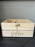 Tropical Palm Tree Last Name Personalized Wood Crate