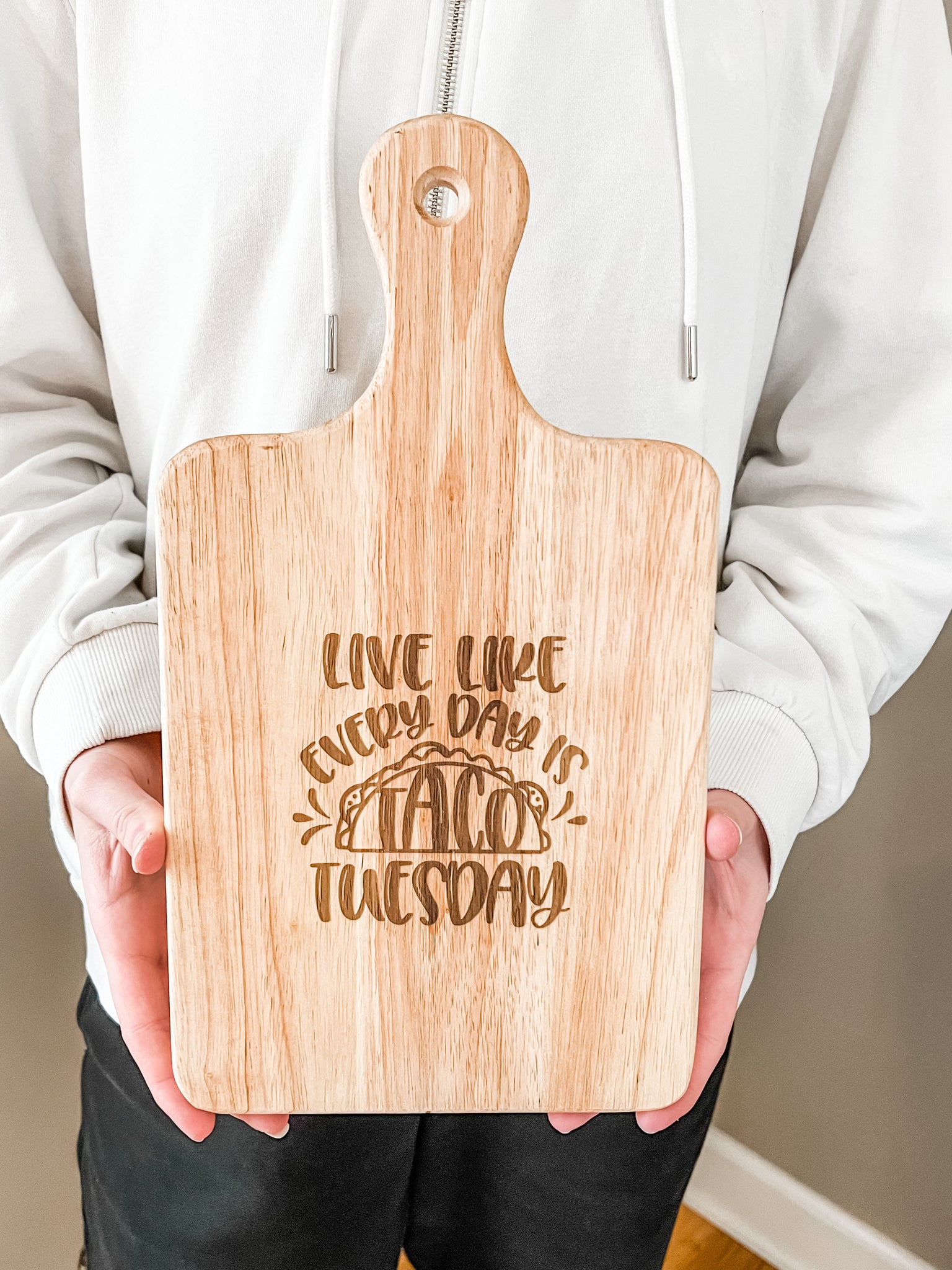 Live Like Everyday is Taco Tuesday Engraved Wood Board