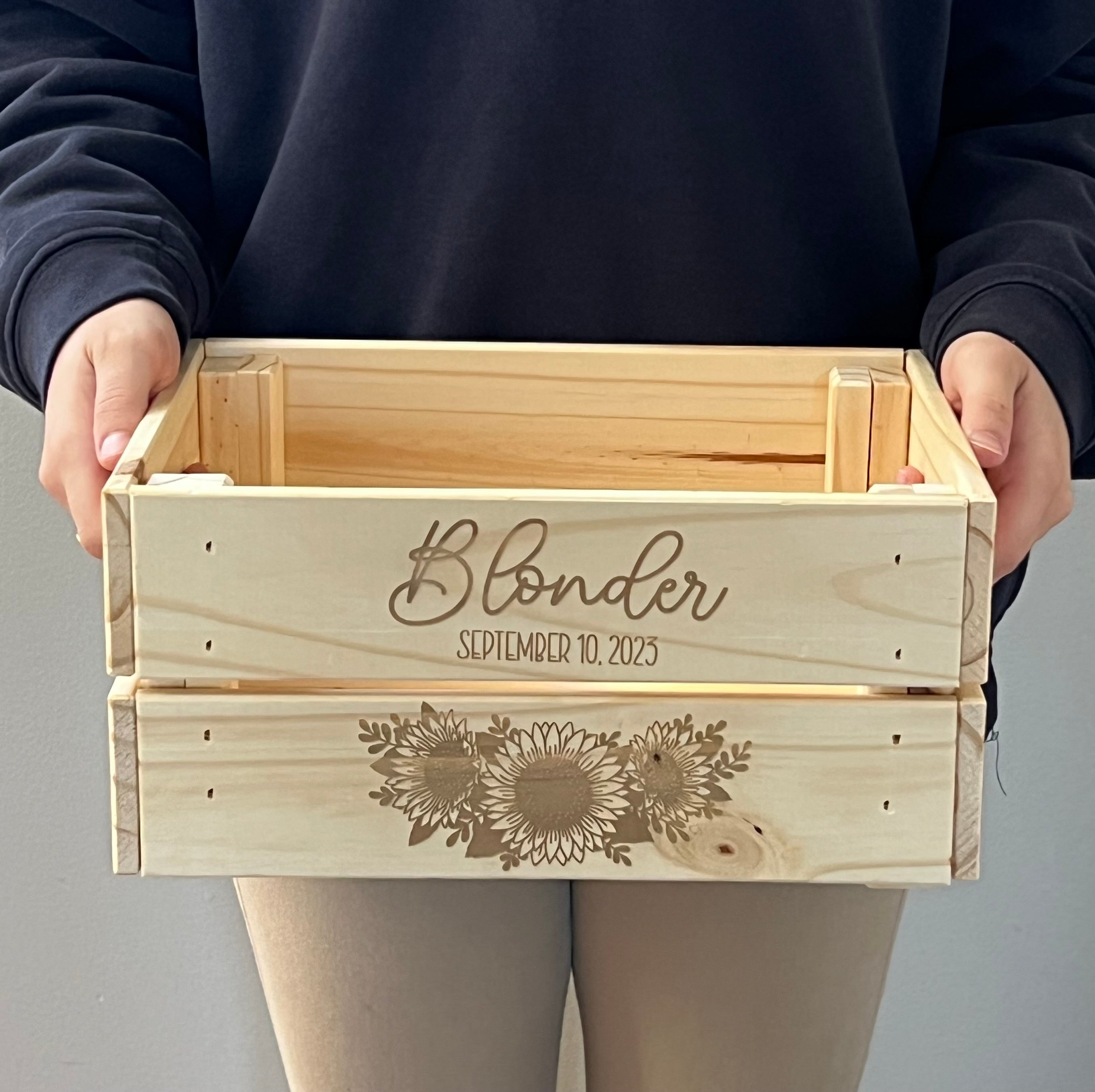 Last Name and Date Sunflower Wedding Card Box Custom Personalized Crate