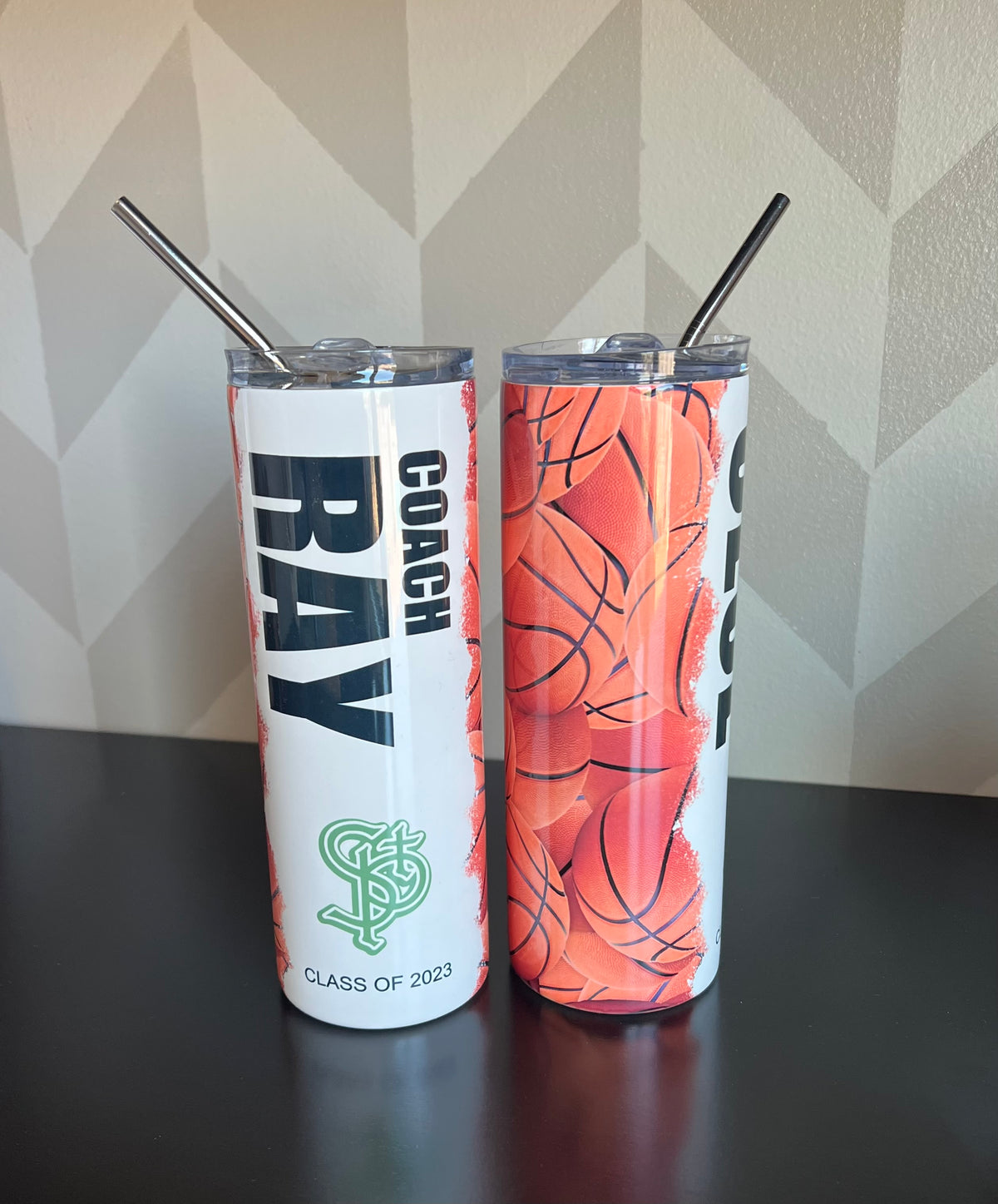 Personalized Basketball Coach or Player Tumbler with optional School logo tumbler
