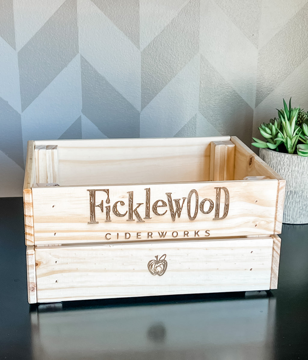 Custom Business Logo Wood Engraved Crate