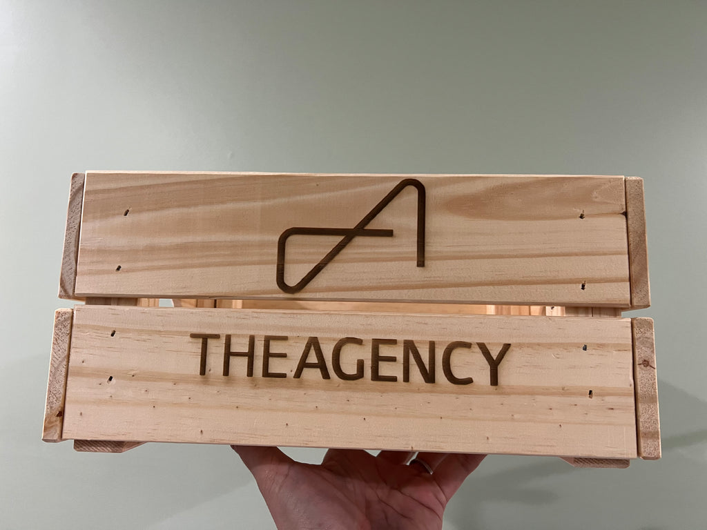 Custom Business Logo Wood Engraved Crate