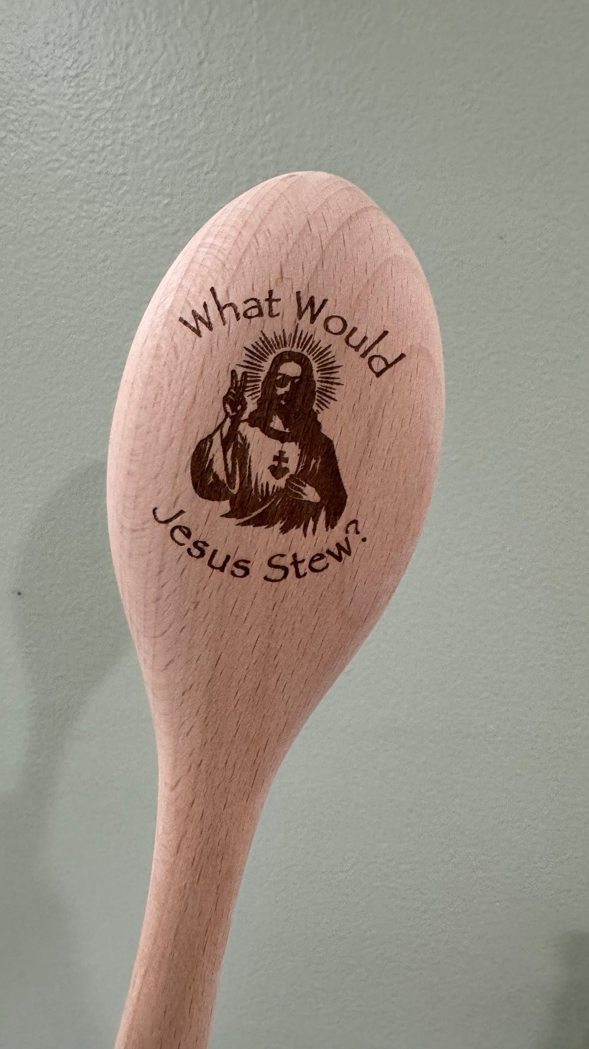 What Would Jesus Stew Engraved Wooden Spoon