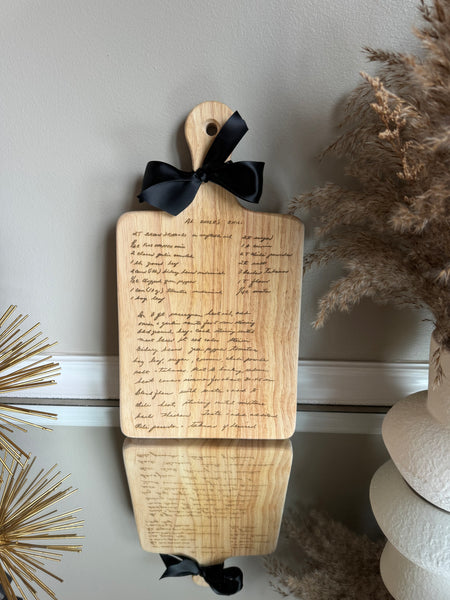 Custom personalized engraved recipe board