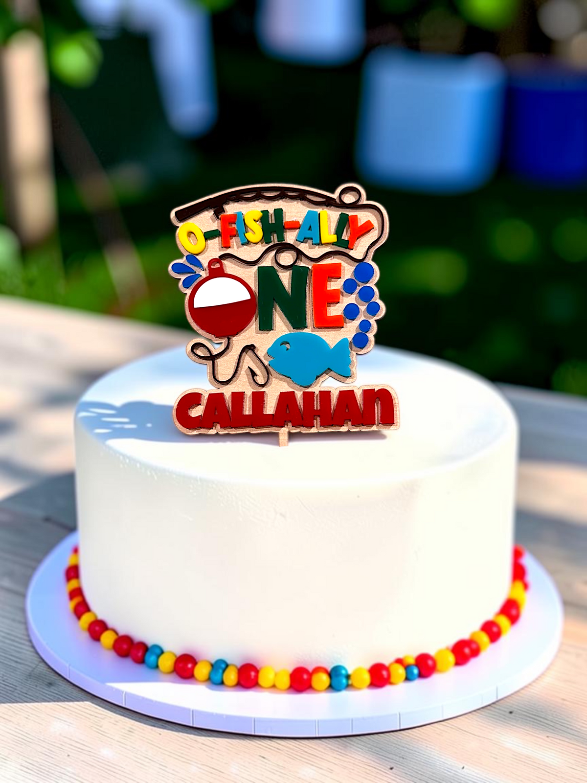 O-Fish-ally One Personalized Wood & Acrylic First Birthday Cake Topper