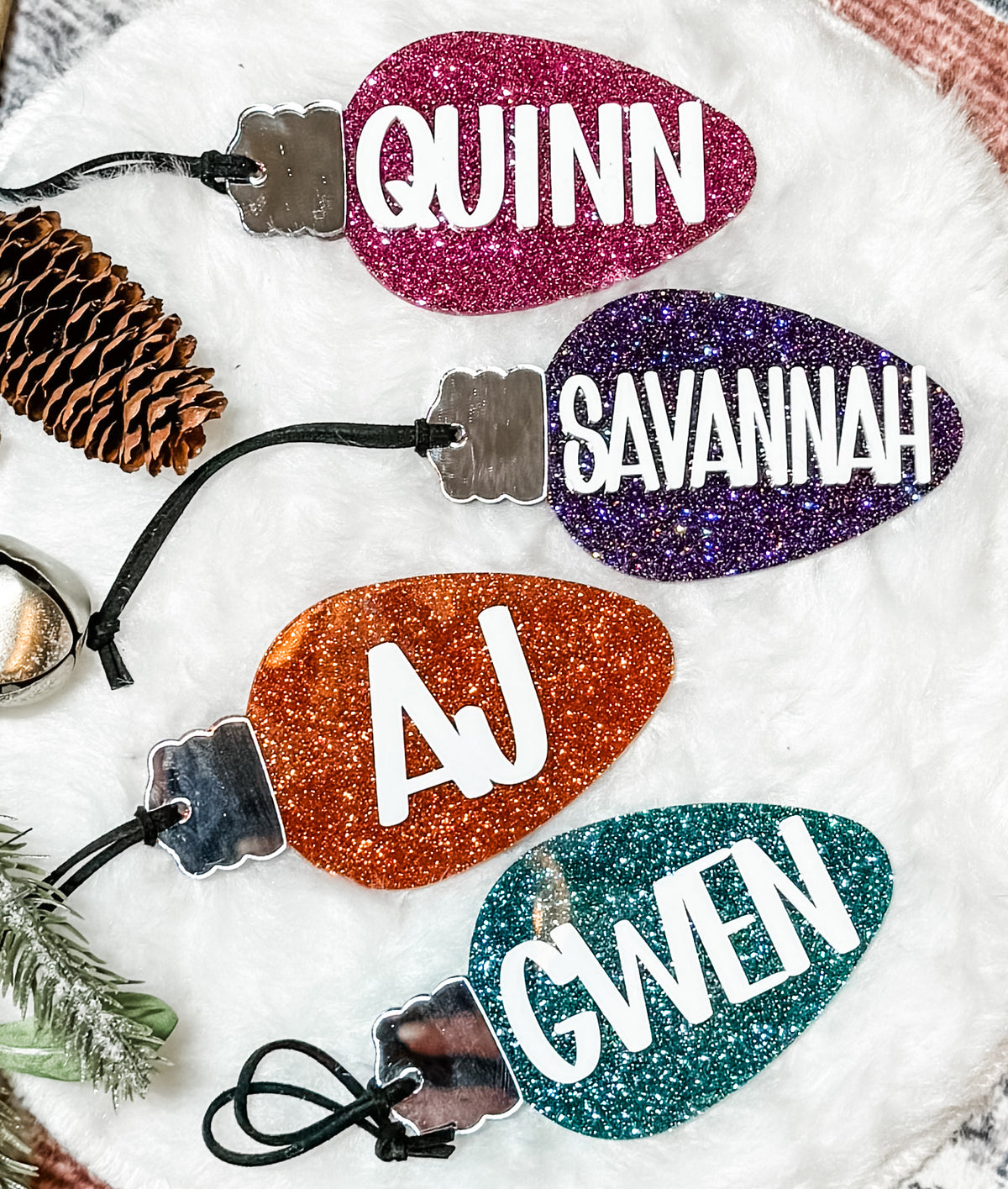 Christmas Lights Personalized Stocking/ Gift tags ornaments