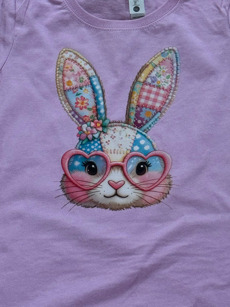 Patchwork Bunny Girl with Glasses shirt