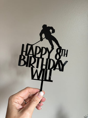 Personalized Acrylic Hockey Birthday Cake Topper