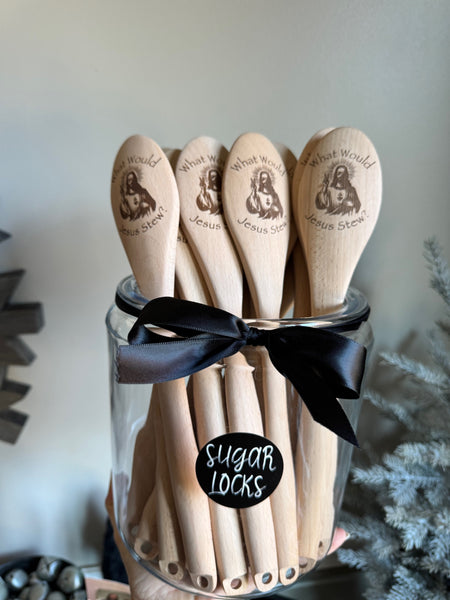 What Would Jesus Stew Engraved Wooden Spoon